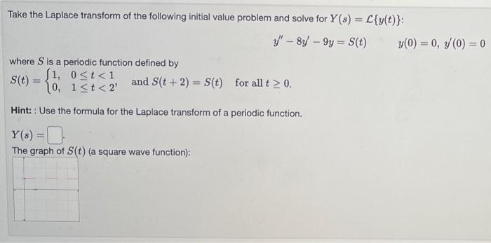Solved Take the Laplace transform of the following initial | Chegg.com