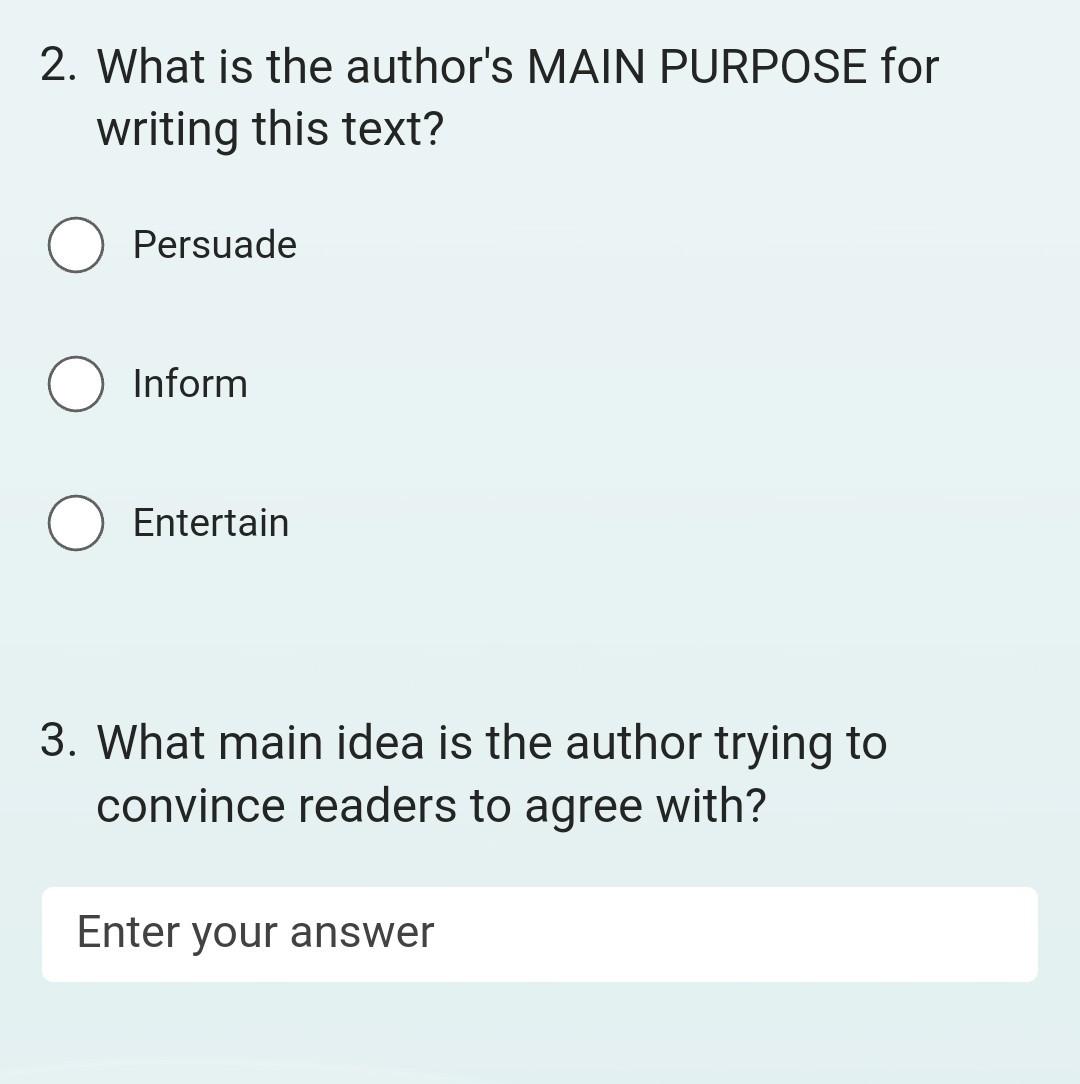 Author's Purpose Quiz