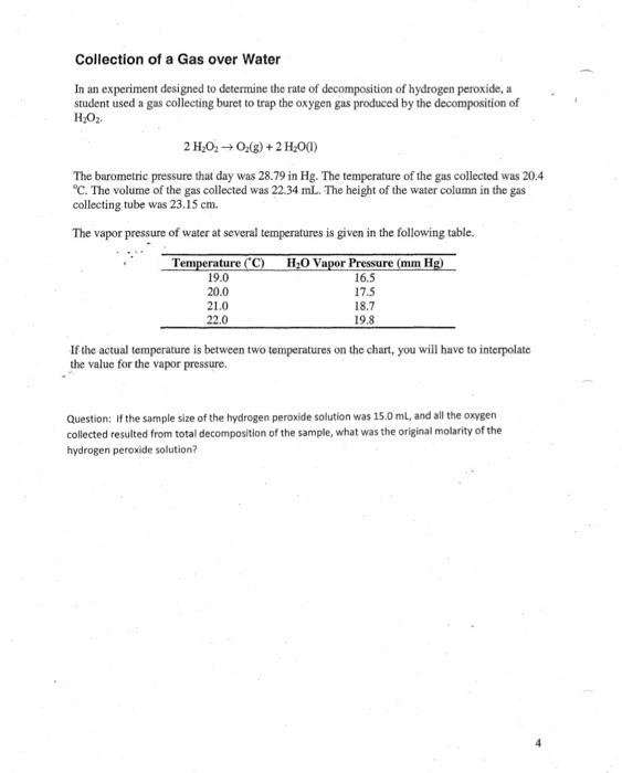 gas collection over water experiment