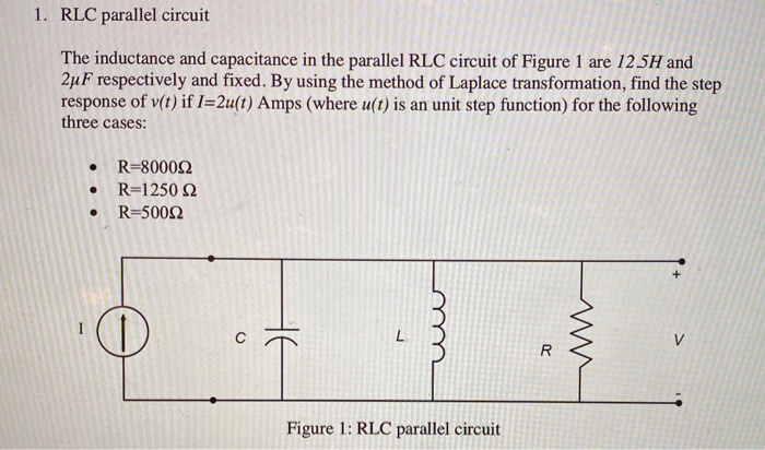 Solved 1. RLC parallel circuit The inductance and | Chegg.com