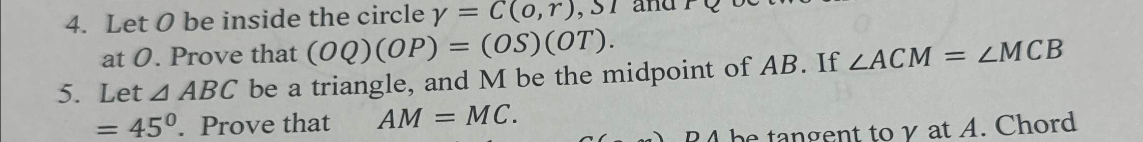 Solved Let ABC be a triangle, and M ﻿be the midpoint of AB. | Chegg.com