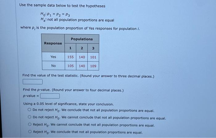 Solved Use the sample data below to test the hypotheses | Chegg.com
