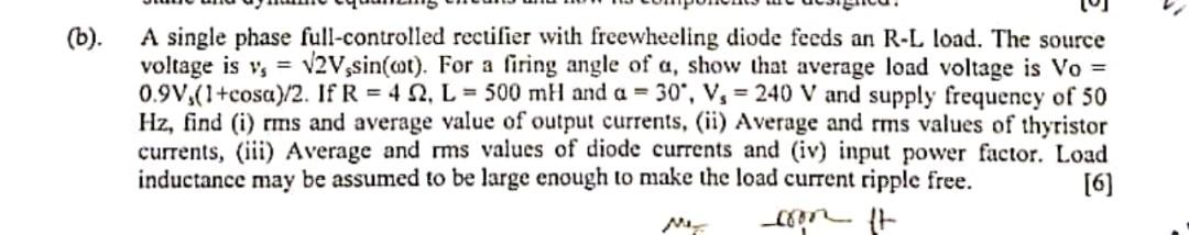 Solved A single phase full-controlled rectifier with | Chegg.com