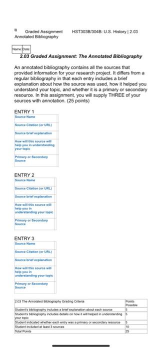 graded assignment the annotated bibliography