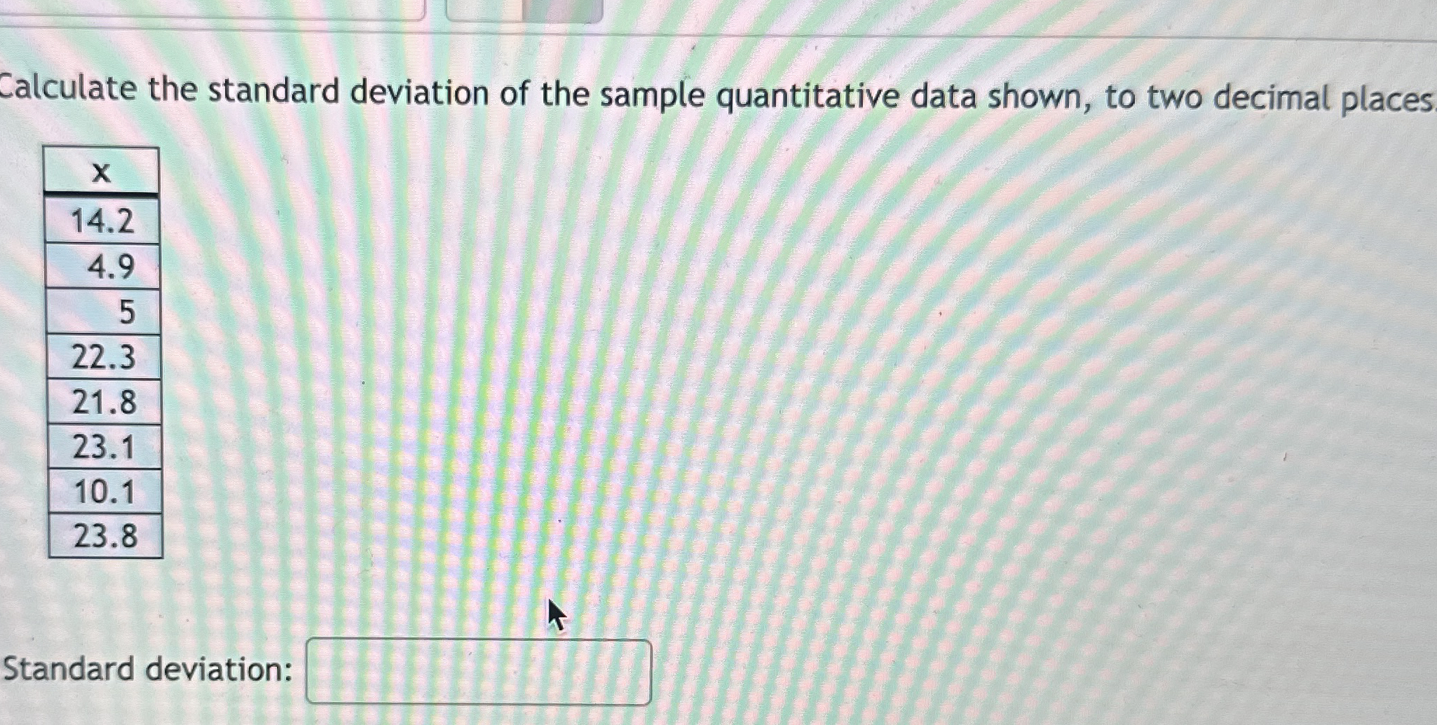 [Solved] Calculate the standard deviation of the sample qua