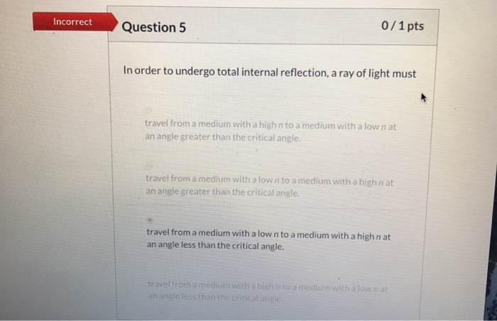 Solved Incorrect Question 5 0/1 pts In order to undergo | Chegg.com