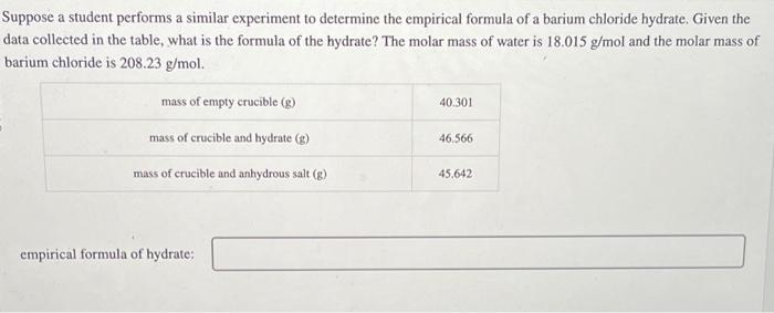 Solved Suppose a student performs a similar experiment to | Chegg.com