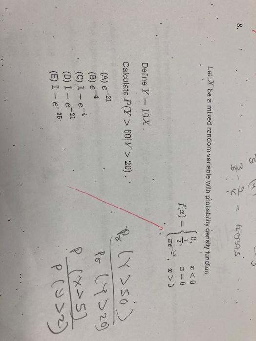 Solved 5 8 Mu Gobas Let X Be A Mixed Random Variable W Chegg Com