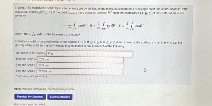 Solved (1 point) The motion of a solid object can be | Chegg.com