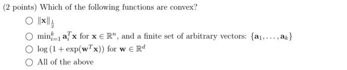 Solved (2 points) Which of the following functions are | Chegg.com