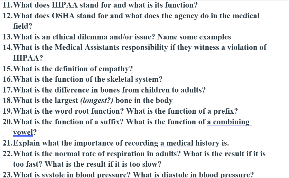 Solved 11.What does HIPAA stand for and what is its | Chegg.com