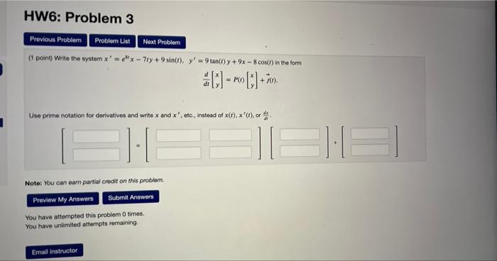 Solved HW6: Problem 3 Problem Ust Next Problem Previous | Chegg.com