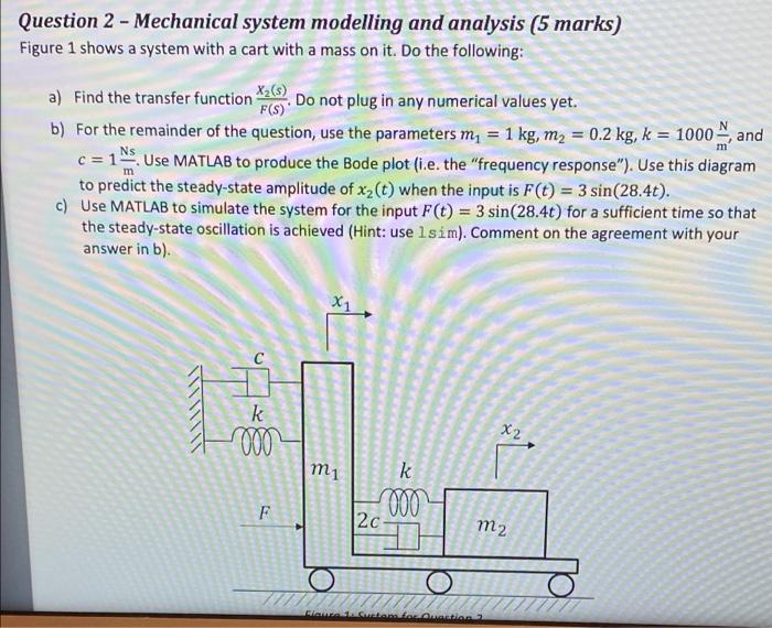 Solved Question 2 - Mechanical system modelling and analysis | Chegg.com