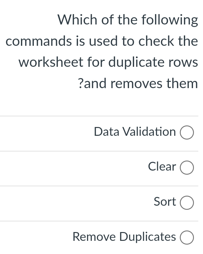 Solved Which of the following commands is used to check the | Chegg.com