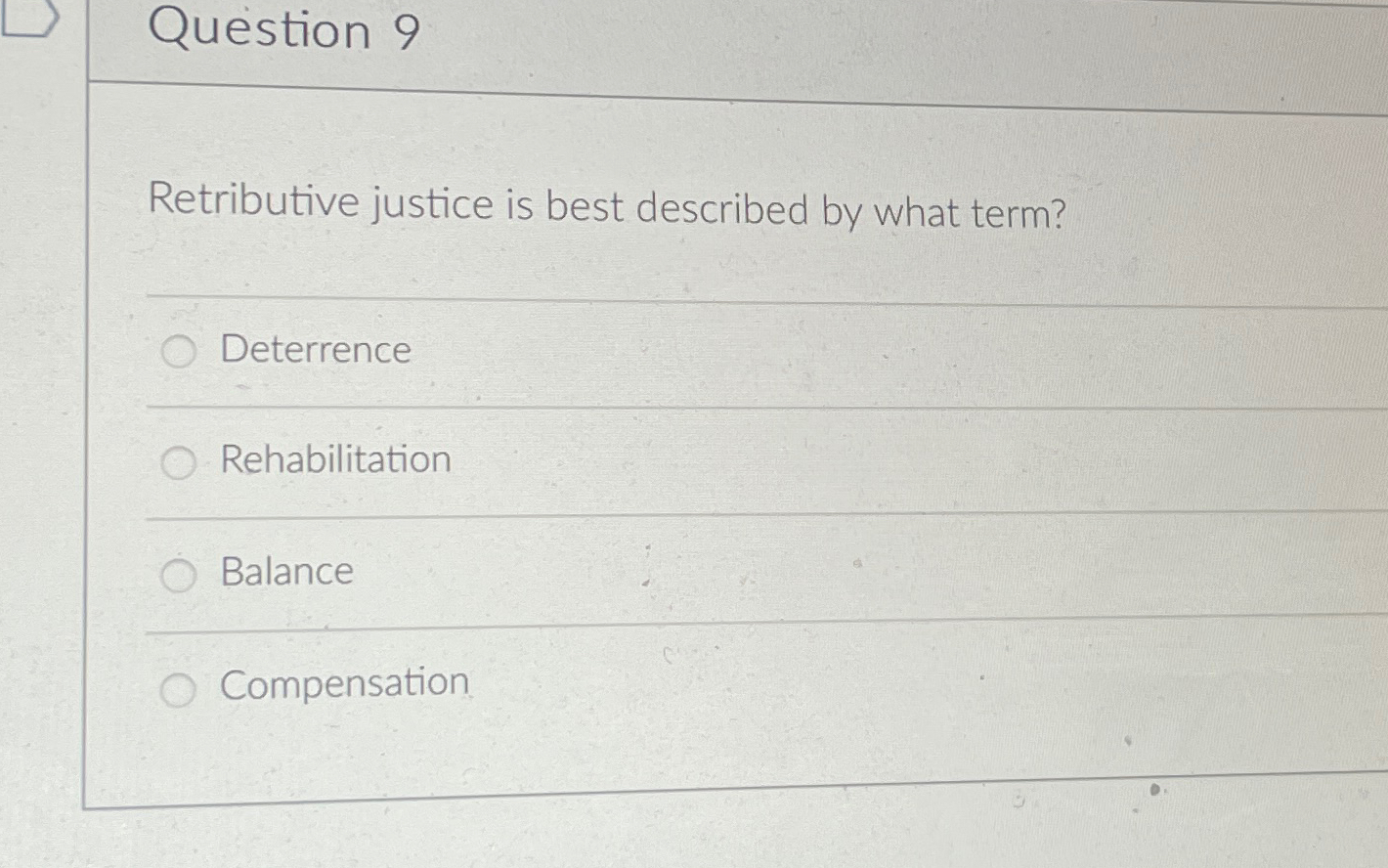Solved Question 9Retributive justice is best described by | Chegg.com