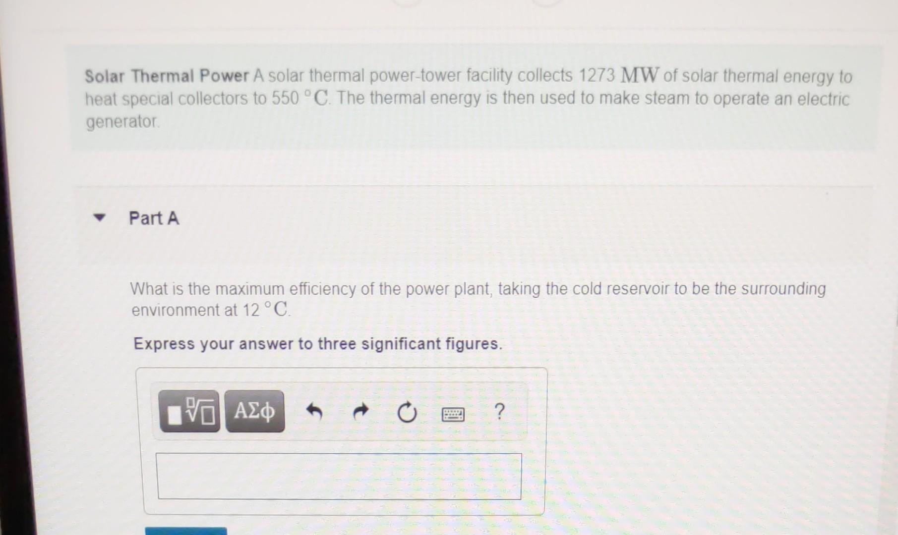 Solved Solar Thermal Power A solar thermal power-tower | Chegg.com