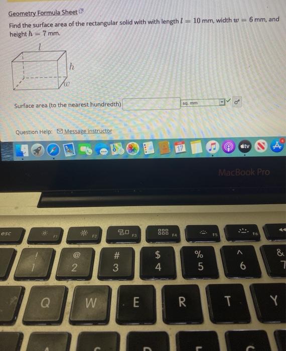 Solved Geometry Formula Sheet Find the surface area of the | Chegg.com