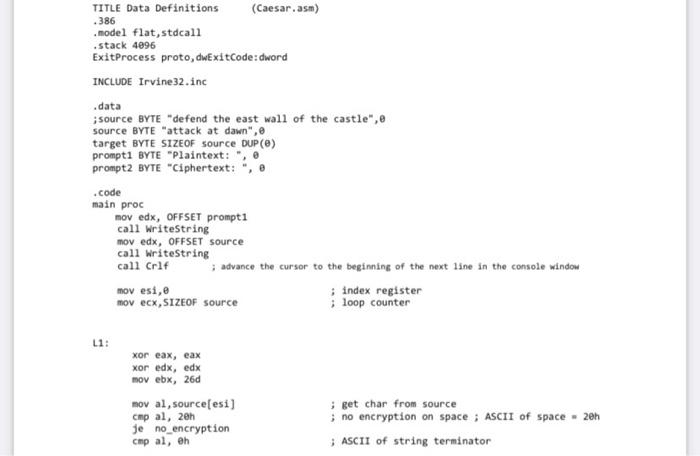 Using ONLY Assembly language and the details given, | Chegg.com