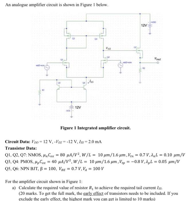 Solved An analogue amplifier circuit is shown in Figure 1 | Chegg.com