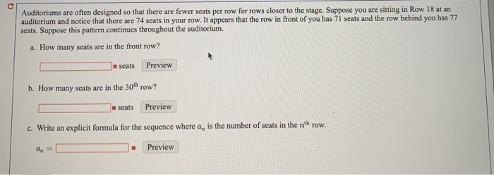 Solved Auditoriums are often designed so that there are Chegg