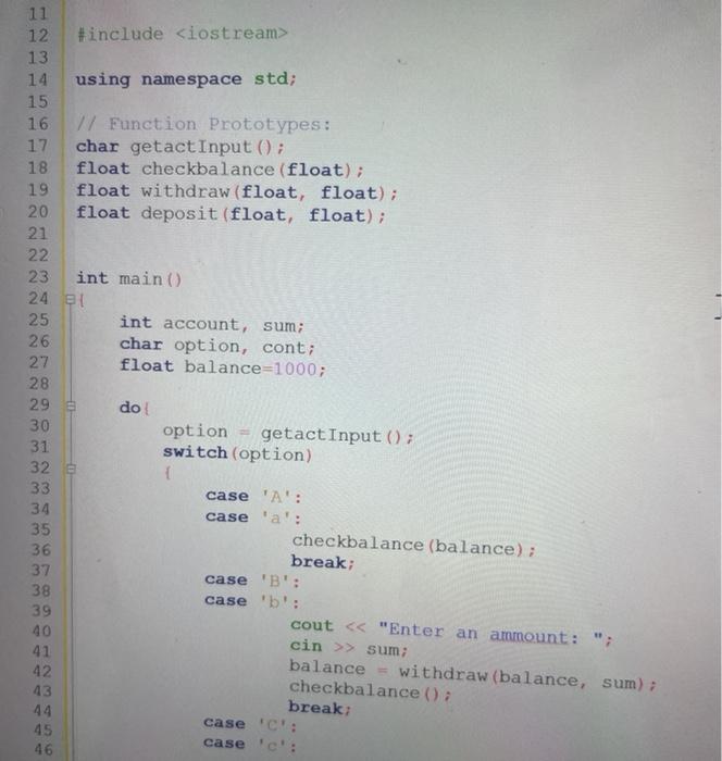 Solved modify the code to create a program that implements a | Chegg.com