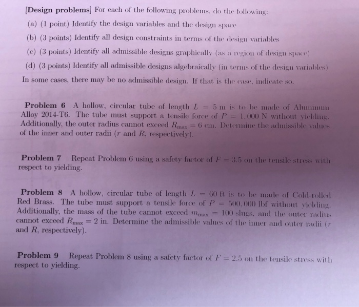 Solved Design problems) For each of the following problems, | Chegg.com
