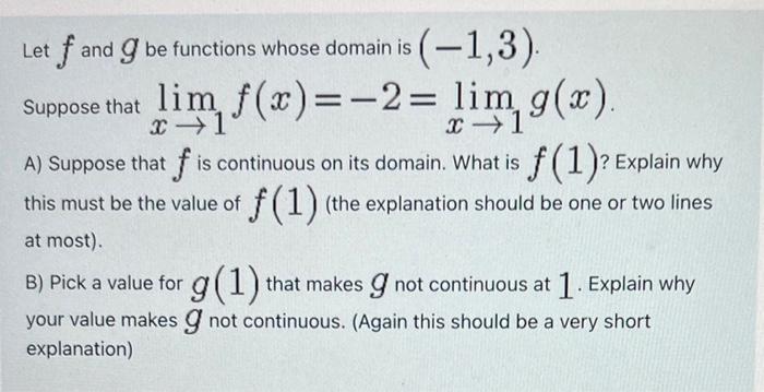 Solved Let f and g be functions whose domain is (−1,3). | Chegg.com