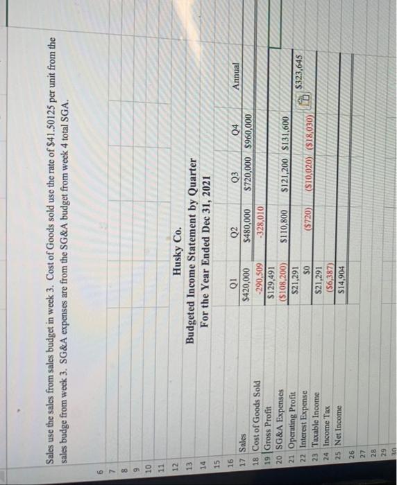 Solved Husky Co. Budgeted Statement by Quarter For