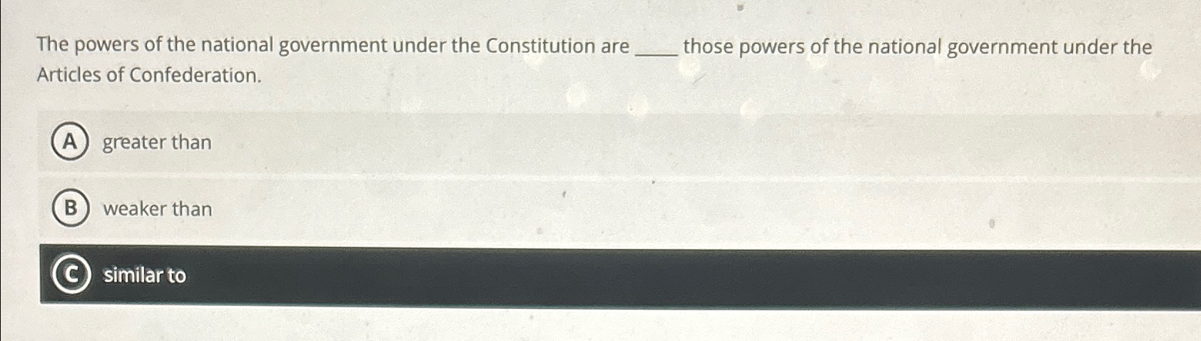 Solved The powers of the national government under the | Chegg.com