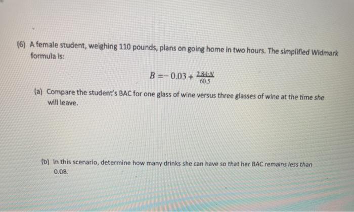 PROBLEM SITUATION: CALCULATING BLOOD ALCOHOL CONTENT | Chegg.com