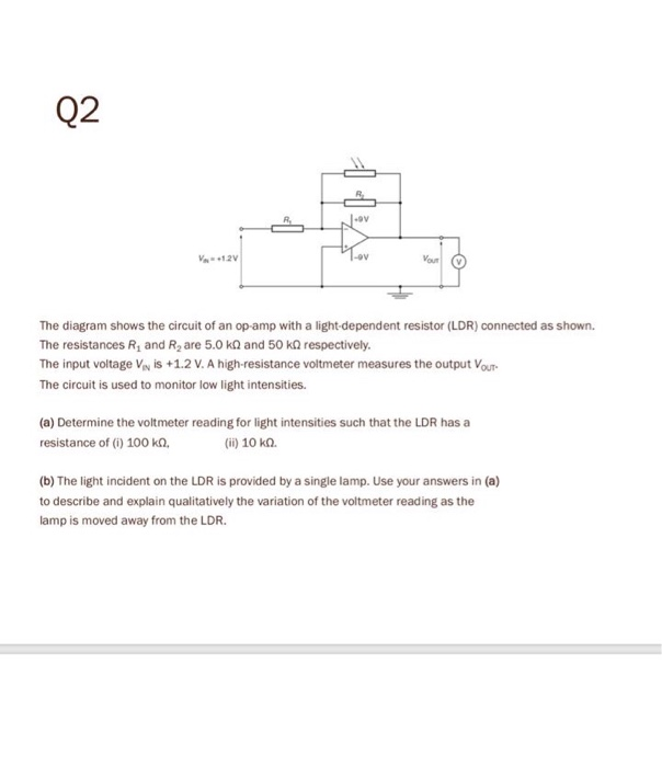 Solved V 12V The diagram shows the circuit of an opamp