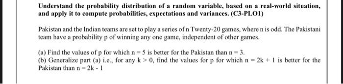 Solved Understand the probability distribution of a random | Chegg.com