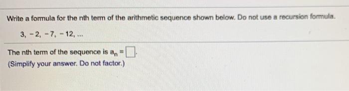 Solved Write a formula for the nth term of the arithmetic | Chegg.com