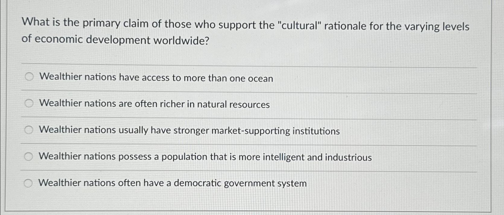 Solved What is the primary claim of those who support the | Chegg.com