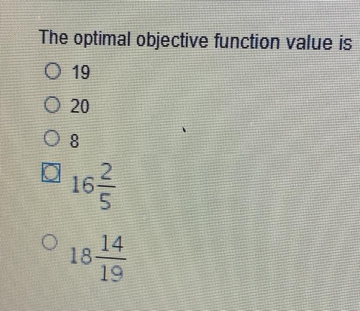 Solved The optimal objective function value is | 18분 19 | Chegg.com