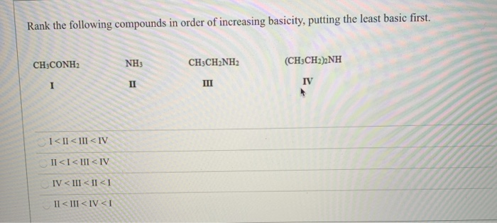 Solved Rank the following compounds in order of increasing | Chegg.com
