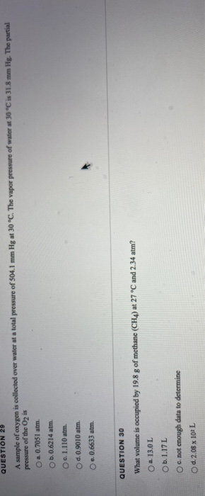 Solved QUESTION A sample of oxygen is collected over water | Chegg.com