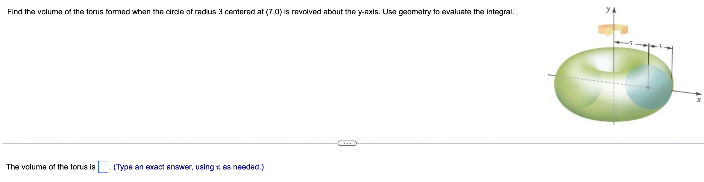 Solved Find the volume of the torus formed when the circle | Chegg.com