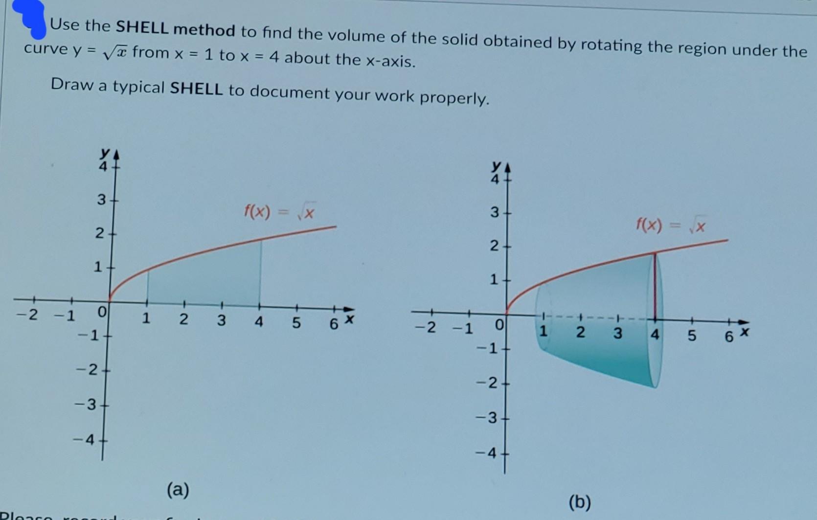 Solved Use the SHELL method to find the volume of the solid | Chegg.com