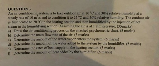 Solved QUESTION 3 An air conditioning system is to take | Chegg.com
