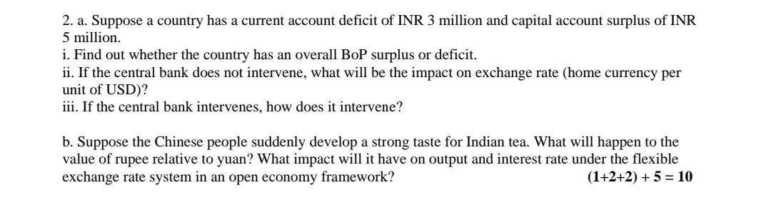 Solved 2 A Suppose A Country Has A Current Account Deficit Chegg