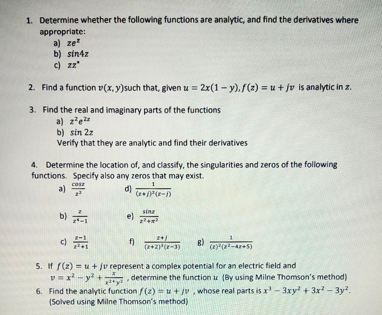 Solved 1 Determine Whether The Following Functions Are 3051