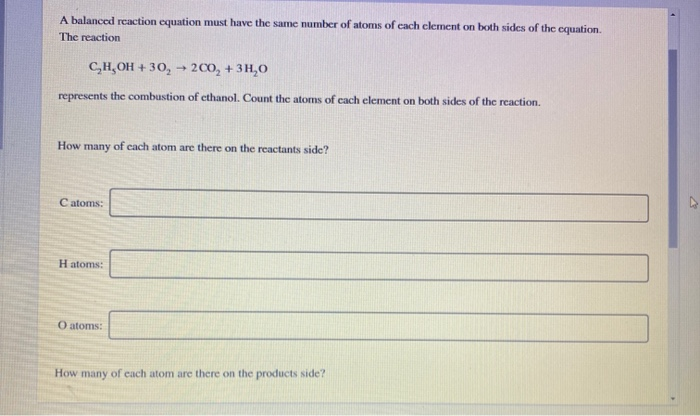 Solved A balanced reaction equation must have the same | Chegg.com