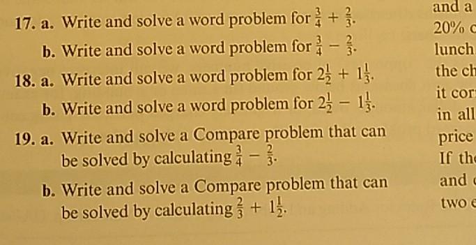 Solved 17. a. Write and solve a word problem for 3 + . b. | Chegg.com