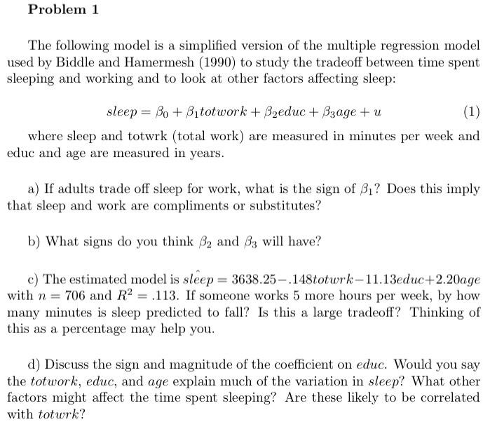 Solved The following model is a simplified version of the | Chegg.com