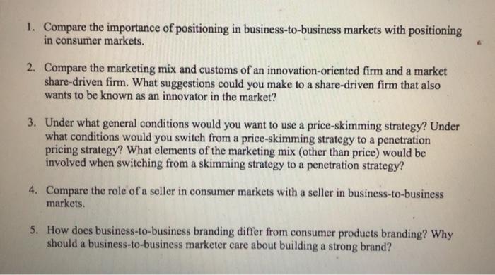 Positioning Value PropositionnCompare MKT mix strategies between your  company and the direct - Studocu