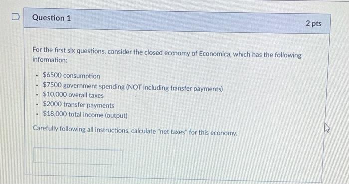 Solved Question 1 2 pts For the first six questions, | Chegg.com