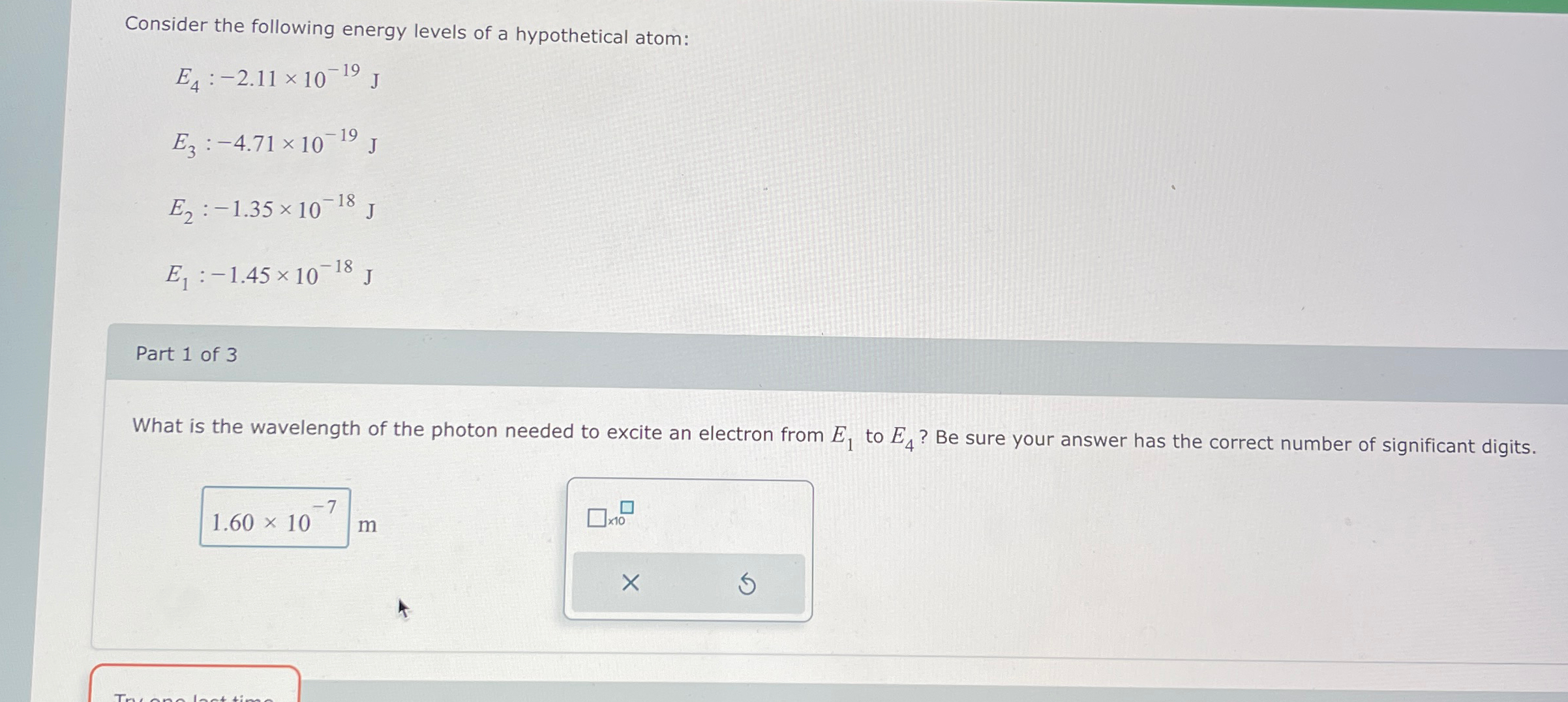 Solved Consider the following energy levels of a | Chegg.com