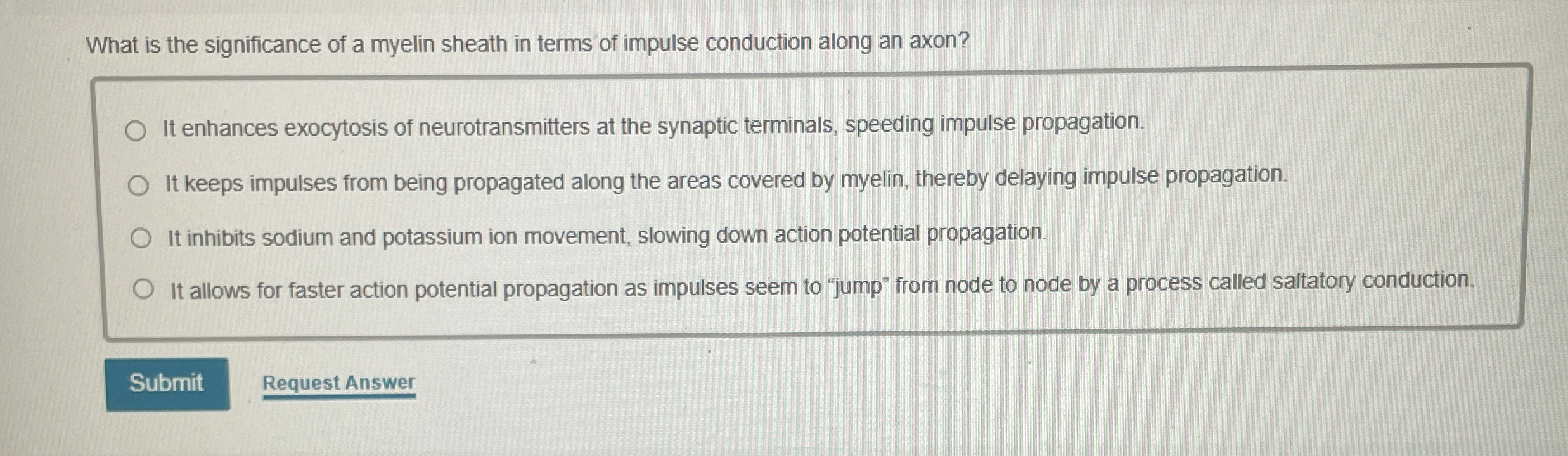 Solved What is the significance of a myelin sheath in terms | Chegg.com