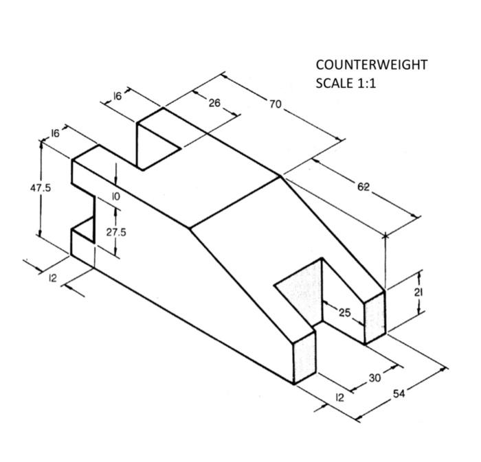 Solved STEP 1: Draw the Counterweight orthographically, | Chegg.com